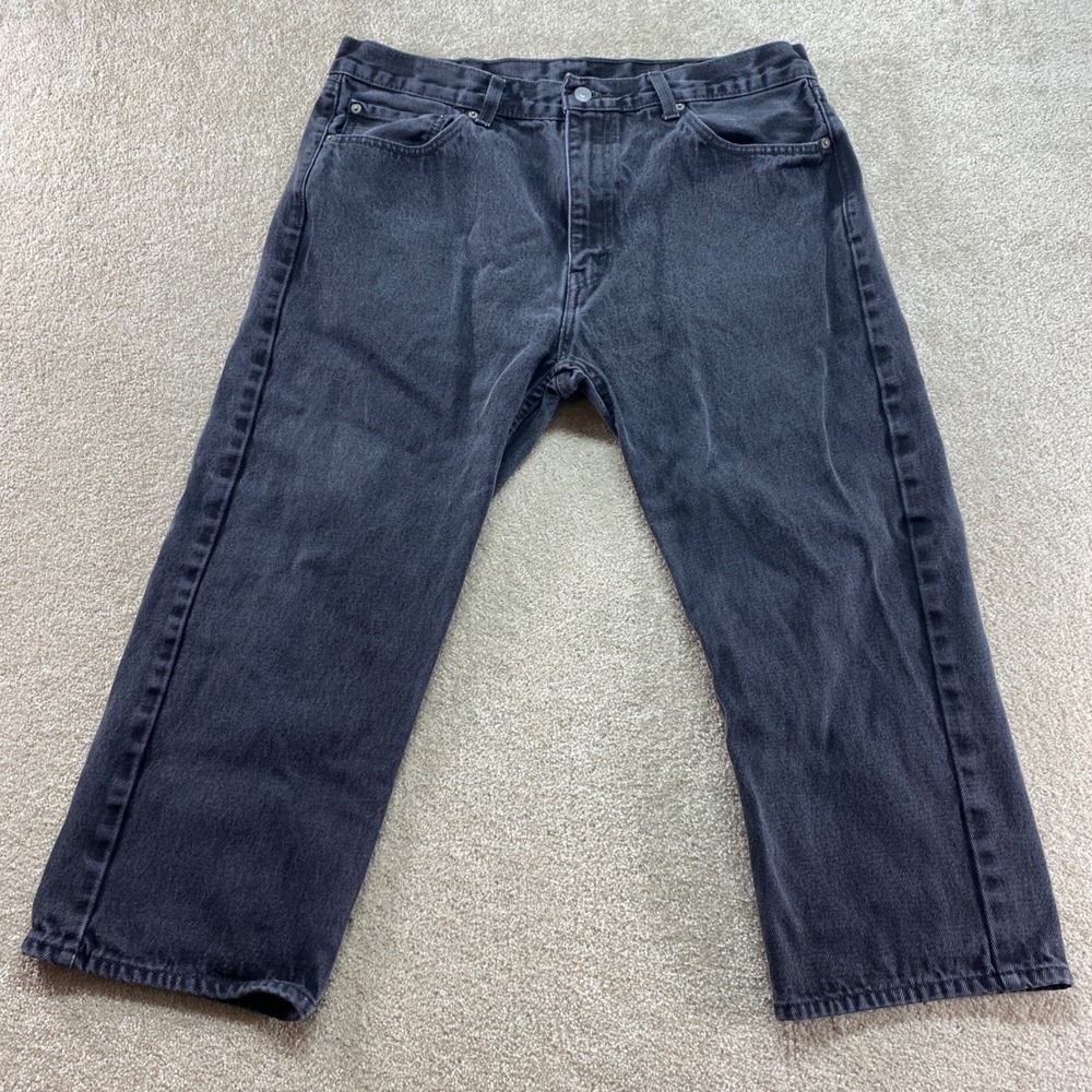 Levis Strauss 550 Jeans Mens Size 38x32 Black Relaxed Fit Denim Hemmed 38x23